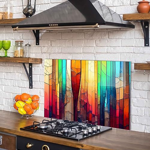 Tempered Glass Kitchen Backsplash, Stove Back Top Cover, Glass Splashback, Cutting Board, Kitchen Sink Splash Guard, Home Wall Decor (30x16'')