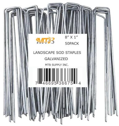 MTB Garden 50 Pack 8 Inch 11GA(0.12inch) Landscape Staples Garden Stakes Fence Netting Pins Ground Spikes Sod Cover Fabric Pegs Anti-Rust Galvanized