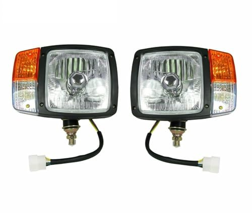 Générique Paire Phares Avant Tracteur Côté Droit et Gauche Feu Conduit Clignotant Position + Ampoules 3 Fonctions Cable avec Prise
