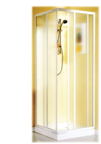 Cabine de douche d'angle en aluminium et PVC avec ouverture coulissante réglable