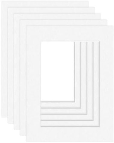 DEHA Design Passepartout (5er Set) Karton 30x40 cm für Bilder im Format 20,5x29,5 cm (DIN A4), Hellweiß