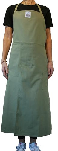 Acquolina in bocca KERAMIKSCHÜRZE MIT SCHLITZ, TÖPFERNSCHÜRZE MIT SCHLITZ, 100% Baumwoll, für Männer und Frauen, Grün. (Baumwolle Canvas, grün)