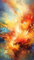 Acryl-Bild 60 x 110 cm: Abstrakter Aquarellhintergrund. Orange, gelbe und blaue Farben. Vektorillustration. (206478059)