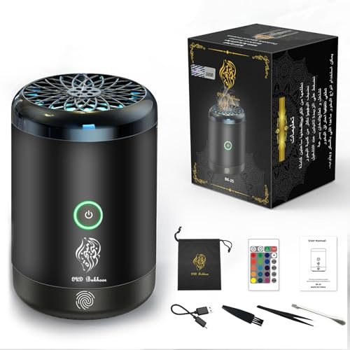 Al salama Elektrischer Weihrauchbrenner, Tragbarer Wiederaufladbarer USB-Aromadiffusor,Elektrischer Weihrauchbrenner für das Auto, Arabischer Bakhoor-Brenner für den Heimgebrauch（Black）