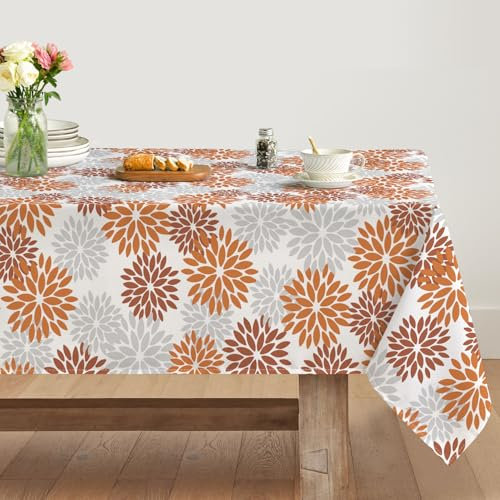 Artoid Mode Blumen Orange Dahlien Herbst Tischdecke 140x220 cm, Saisonnal Fall Fleckschutz Tischwäsche Küche Dekoration Urlaub Party Dekor