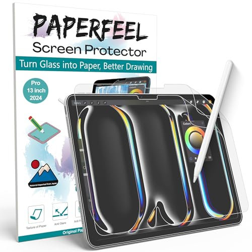 [2 Pack] Paperfeel Screen Protector for iPad Pro 13 Inch 2024 M4 Model, Matte PET Paper Film Compatible with Apple Pencil Drawing, Writing, Anti Glare, Anti Fingerprint, Anti Scratch,Easy Installation