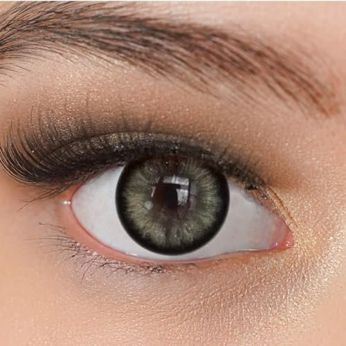 Kontaktlinsen farbig ohne Stärke schwarz | farbige schwarze Jahreslinsen | weiche Linsen | 2 Stück Farblinsen + Linsenbehälter | 0.0 Dioptrien | natürliche Farben | Charmiga Venice Black