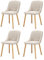 Goeurvant Esszimmerstühle Beige 4er Set Holzbeine Polsterstuhl Küchenstuhl aus Polyester Stühle Esszimmer Wohnzimmerstuhl für Esszimmer Küche Büro