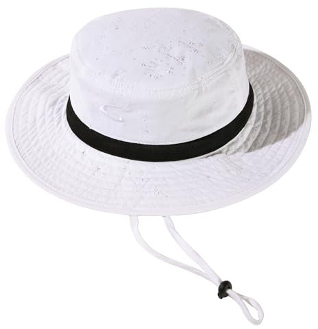 TOP-EX Sonnenhut mit breiter Krempe, Unisex, LSF 50, wasserdicht, verstellbar, atmungsaktiv, für Outdoor-Abenteuer, Wandern, Angeln, Safari, leicht verstaubar Weiß L/XL