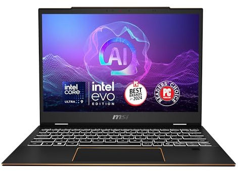MSI Summit 13 AI+ Evo (2024) 13.3 FHD+ Professional Laptop: Intel Core i7-258V, ARC Graphics, 32GB LPDDR5X, 1TB NVMe SSD, Thunderbolt 4, Win 11 Pro, Ink Black A2VMTG-012US