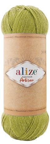 100g Sockenwolle Alize Superwash Artisan 75% Wolle Strickwolle Häkelgarn Farbwahl, Farbe:11 bambusgrün