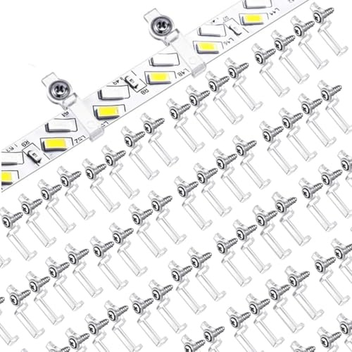Visxcnu 100 clip di fissaggio per strisce LED da 11 mm, con viti, clip di fissaggio trasparenti per strisce LED