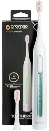 OROMED ORO-SMILE MINT Schallzahnbürste, elektrisch mit 5 Reinigungsmodi, 3 Intensitäten, 1200 mAh Akku bis 90 Tage, USB-C-Ladung, IPX7 wasserdicht, Dupont-Borsten