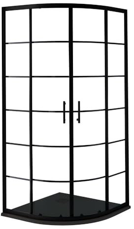 Milano Barq Black Grid Reversible Quadrant Shower Enclosure Graphite Tray - 900mm x 900mm