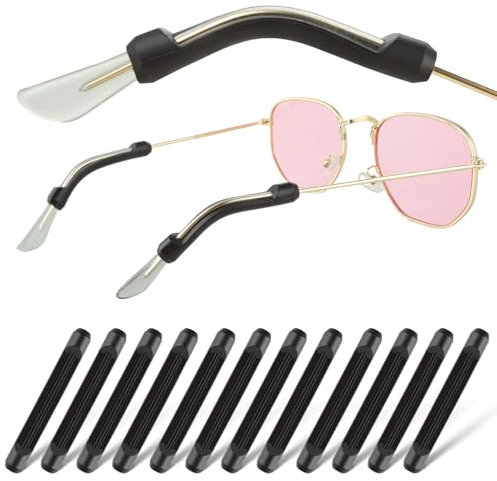 Dimeho 6 Paar Silikon Brillenbügel Überzug Weiche Brillen Ohrpolster Anti-Rutsch Brillenhalter Elastische Brillen Ohrgriff Brillenpads für Brillen Sonnenbrillen Lesebrillen, Schwarz