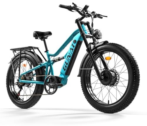 KELKART-M2 Bici elettrica a doppio motore con batteria 48V17.5AH 7 velocità Full Suspension Fat Tire Bike