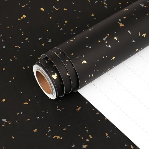 HBell Black Wrapping Paper Roll,43cm X 10m Black Gift Wrapping Paper, Recyclable Kraft Gift Wrap Paper for Birthday,Party,Easter, Wedding,Baby Shower,Christmas,DIY Craft