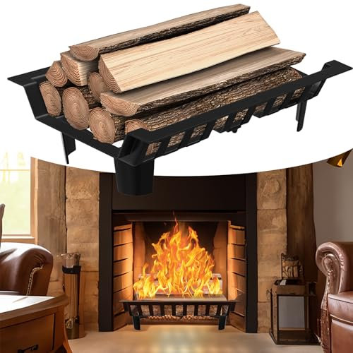 VA-Cerulean Parrilla para chimenea, soporte para leña, soporte de madera, para chimenea, soporte para leña, rejilla para cenizas con patas, 46 x 31 cm, color negro