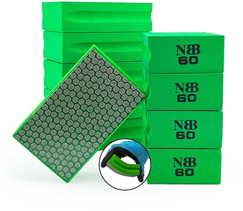 NBB Diamant-Schleifschwamm Diamant-Polierpad Schleifblock mit Schaumstoff Rückseite Diamant-Handschleifpad zum Schleifen und Polieren scharfer Kanten von Granit Marmor Stein Glas Keramik (10,60#H)