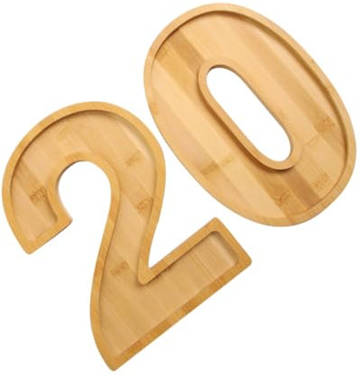 DECHOUS 2pcs Wooden Charcuterie Serving Tray Fillable Number for Birthday Celebrations Versatile Platter for Cheese Fruits and Snacks at Parties and Weddings