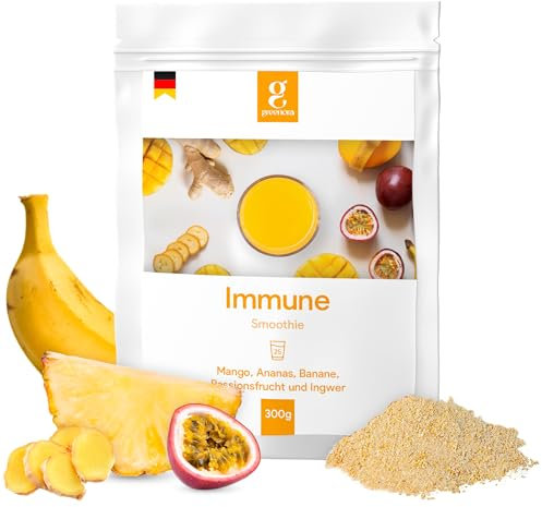 GREENORA Smoothie Vegano de Fruta Liofilizada en Polvo 100% Natural. Deshidratada. Mango Piña Plátano Fruta de la Pasión Jengibre. 300 g