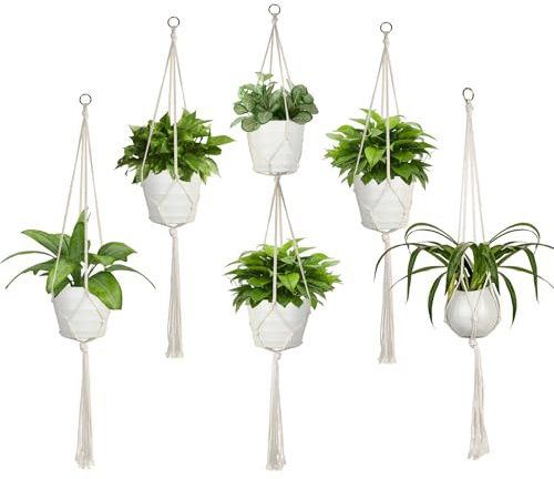 koitoy 5 Stück Makramee Blumenampel,Baumwollseil Hängeampel Blumentopf Robust Makramee Pflanzenhalter Blumenampel für Innen Außen Decken Balkone Wanddekoration