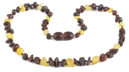 Baltische Bernsteinkette für Damen, Herren & Jugendliche – Natürlicher Bernstein Schmuck aus Litauen, Einzigartiges Design, Perfekte Geschenkidee für Mutter, Schwester & Teens (KIRSCHE + HONIG, 37 CM)