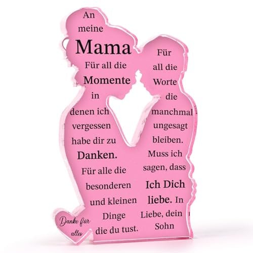 MEJOSER Geschenke für Mama von Sohn Acryl Schild Mutter und Sohn zum Aufstellen Geschenke für Mütter Muttertag Geburtstagsgeschenk Geburtstag Weihnachten Geschenk (von Sohn)