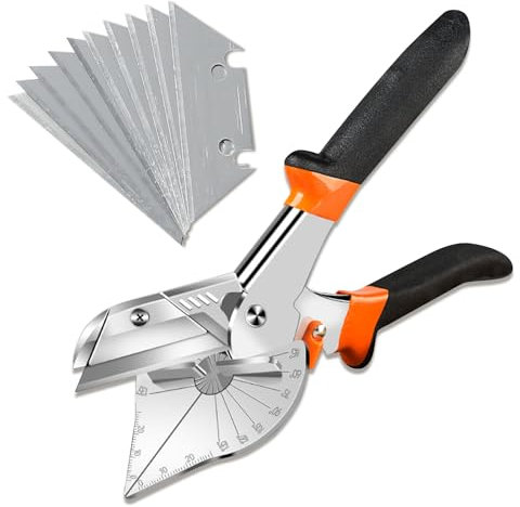 Gehrungsschere, Winkelschere 45 Bis 135 Grad Schere für Kabelkanal Schneider mit 10 Ersatzklingen Multifunktions Winkel Schere für Präzisen Schnitt