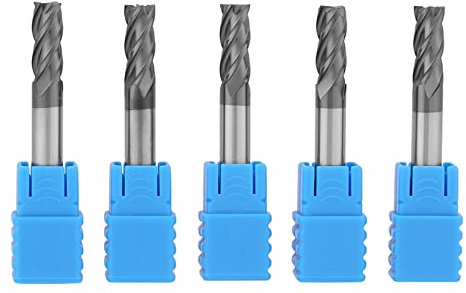 lvifloae Schaftfräser-Set, Zubehör für Bohrmaschinen, 5-teiliges Wolframkarbid-Schaftfräser mit 4 Nuten, CNC-Fräser für Aluminium, Pac (6 mm Durchmesser x 50 mm Länge)