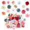 50 Stück Kunstblumen Blumenköpfe, Farbe Klein Blumenköpfe, Künstliche Blumenköpfe, Blumen zum Basteln mit 25 Stile, Mini Künstliche Blumen Blütenköpfe Deko, Rosen Köpfe