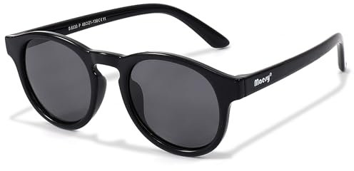 Maesy Kinder Sonnenbrille für 6-12 Jahre - UV400 Polarisierter Schutz - Flexibler und Biegsamer Rahmen - Sichere und Bequeme Sonnenbrille Kinder - Schwarz - Novi