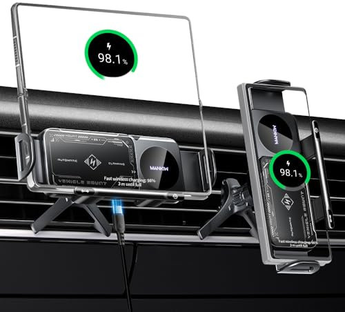 MANKIW Handyhalterung Auto für Galaxy Z Fold 6 5 4 3, Magic V3 V2, Mate X6 X5 X4, 15W Dual Coil Schnellladung mit 90° automatischer Rotation Kompatibel mit kabellosem Laden