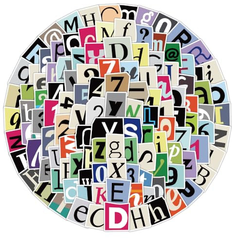 200PCS Vintage Alphabet Aufkleber A-Z Buchstaben und 0-9 Zahlen Wasserdichtes Vinyl Alphabet Aufkleber für Scrapbooking, Etiketten, Notizbücher, Tagebücher, Kalender, Fahrrad, DIY