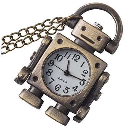 WOFASHPURET Roboter-Form Taschenuhr Langer Kette Für Herren Vintage-Retro-Design Tragbar Geeignet Als Geburtstagsgeschenk Oder Festivalaccessoire
