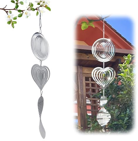 LUMOOM Reflektierende Vogelschreck, 3D Windspiel Metall Hängend, Effektiver Vogelvertreiber für den Garten Draußen Balkon Terrasse Bauernhof Innenhöfe Fenster, windspirale vogelabwehr