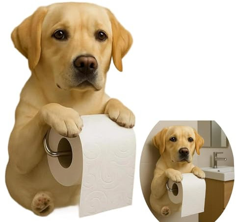 Dog Toilet Roll Holder, Wall Mounted No Drill Cute Animal Tissue Roll Rack, Novelty Dog Shaped Bathroom Decor, Funny Home Kitchen Paper Towel Stand For Housewarming Gift (#f)