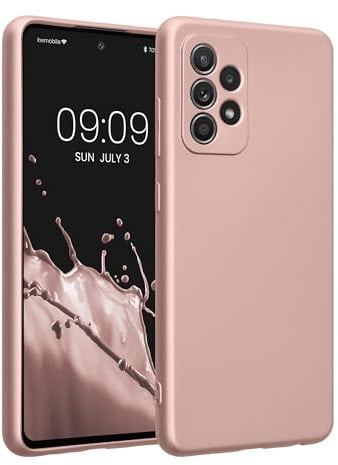 kwmobile Handyhülle für Samsung Galaxy A52 / A52 5G / A52s 5G Hülle - weiche Silikon Case metallisch schimmernd - Schutzhülle Cover - Metallic Rosegold