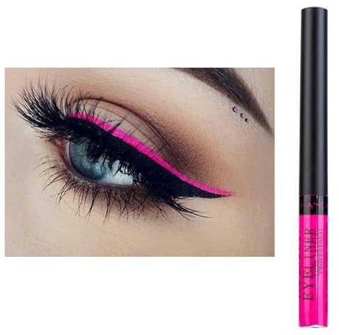 Eyeliner Wasserfest UV Glow Neon,Matte Liquid Eyeliner Set,Glühender Eyeliner Wischfest, Langanhaltend, Hohe Farbwiedergabe,Halloween Makeup Set Gift For Women-rose rot