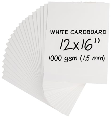 Heavy-Duty White Cardboard Sheets 12 x 16 in, 1.5mm Thick, Acid Free