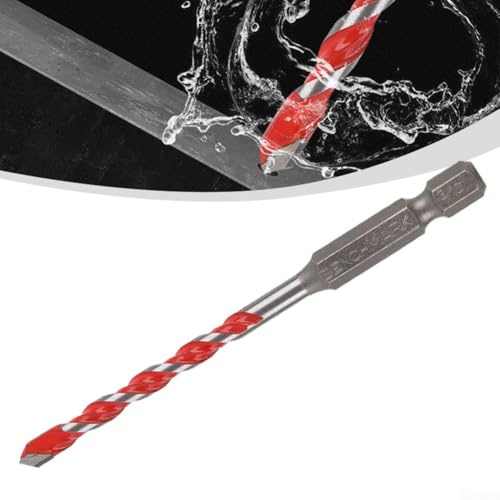 Forets à béton en carbure avec tige hexagonale pour brique de verre, plastique, ciment - Convient pour maçonnerie, carrelage, plaques en acier inoxydable de plus de 2 mm d'épaisseur (3/8)