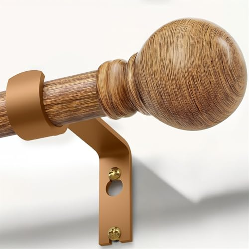 Gormena Gardinenstange Holzoptik Ausziehbar 80-218cm Landhausstil | Ø25mm Lang Vorhangstange 15kg Tragfähigkeit Curtain Rod Für Schlafzimmer Wohnzimmer Esszimmer und Alle Gängigen Vorhänge