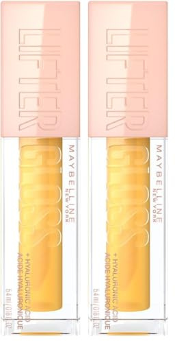 Maybelline New York Glänzender Lipgloss für voller wirkende Lippen, Feuchtigkeitsspendend, Mit Hyaluronsäure, Lifter Gloss, Farbe: Nr. 026 Honey, 1 x 5,4 ml (Packung mit 2)