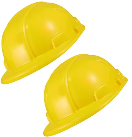 Abaodam 2 Stück Baustellen Spielzeughelme aus Robustem Kunststoff Leichter Bauhelm in Leuchtendem Gelb Partyzubehör für Rollenspiele und Geburtstagsfeiern