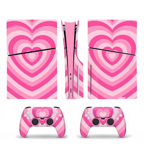 PS-5 Skin Disc Edition für Konsole & Controller, Pink & Rosa Nebel-Design – Perfekt für PS5-Slim mit Laufwerk, 6-in-1 PS5-Zubehör Set, Vinylfolie Blasenfrei & Rückstandslos