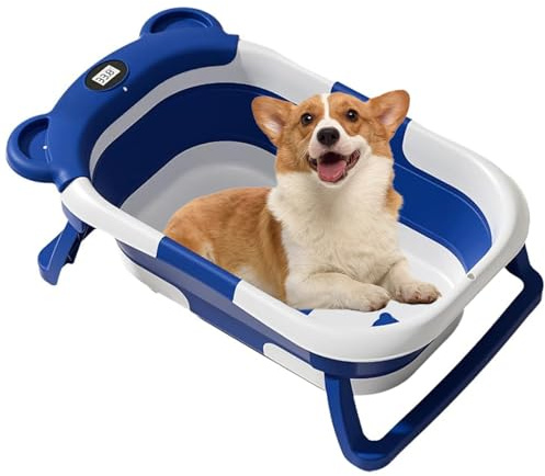 Piscine de bain pour animaux de compagnie pour laver les chiens et les chats, baignoire pliable portable avec trou de drainage pour un nettoyage facile