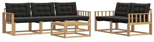 vidaXL Outdoor-Sofagarnitur 6 pcs Weiß und Schwarz 79 x 79 x 37 cm, Garten-Sofa, modernes Ecksofa, Robustes Loungemöbel, stilvolle Terrasse, Bequeme Sitzgruppe