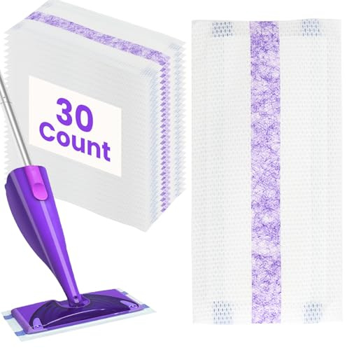 30x Flash Mop Refill Pads for Flash Powermop – 11x 5.5 Disposable Microfibre Mop Pads for Deep Cleaning Hardwood & Tile Floors – Advanced Absorption Technology for Spotless Results(PurPle)