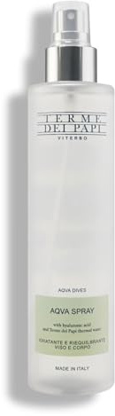 Terme dei Papi Aqva Spray Antipollution, Acqua Termale Spray Viso e Corpo Idratante con Acido Ialuronico 3 Pesi Molecolari, Uva Rossa, Carciofo e Lavanda, Face Mist Multiuso, Made in Italy, 200 ml