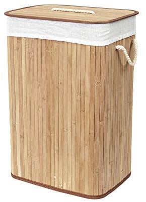 Compactor - Panier en Bambou avec sac à Linge sale détachable en tissu, bac Rangement Déco, ambiance Spa, panière idéale pour décoration et organisation de la salle de bain, chambre, buanderie